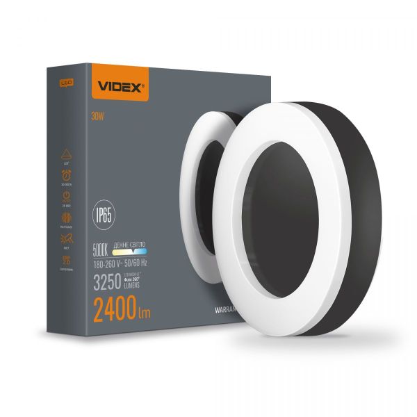 LED світильник ART IP65 круглий VIDEX 30W 5000K Black