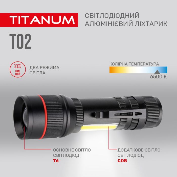 Портативний світлодіодний ліхтарик TITANUM TLF-T02 200Lm 6500K