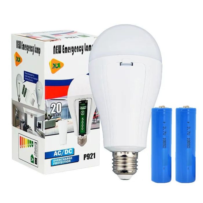 Світлодіодна LED лампа з акумулятором P921, 20W, E27, 2x18650