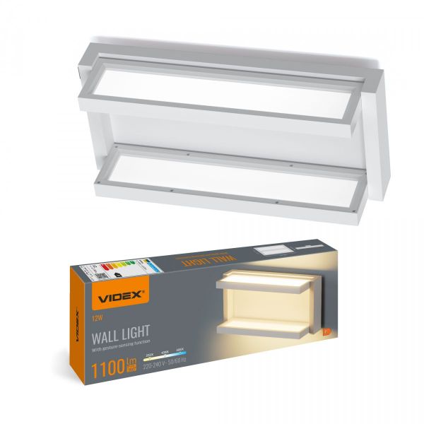 LED світильник настінний з сенсором VIDEX WL01 12W 2800K-4000K-6000K White