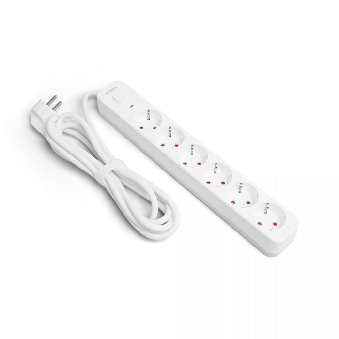 Мережевий подовжувач VIDEX ONCORD з/з 6п 3м (3x1.5мм) з кнопкою White