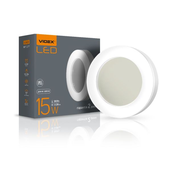 LED світильник ART IP65 круглий VIDEX 15W 5000K White