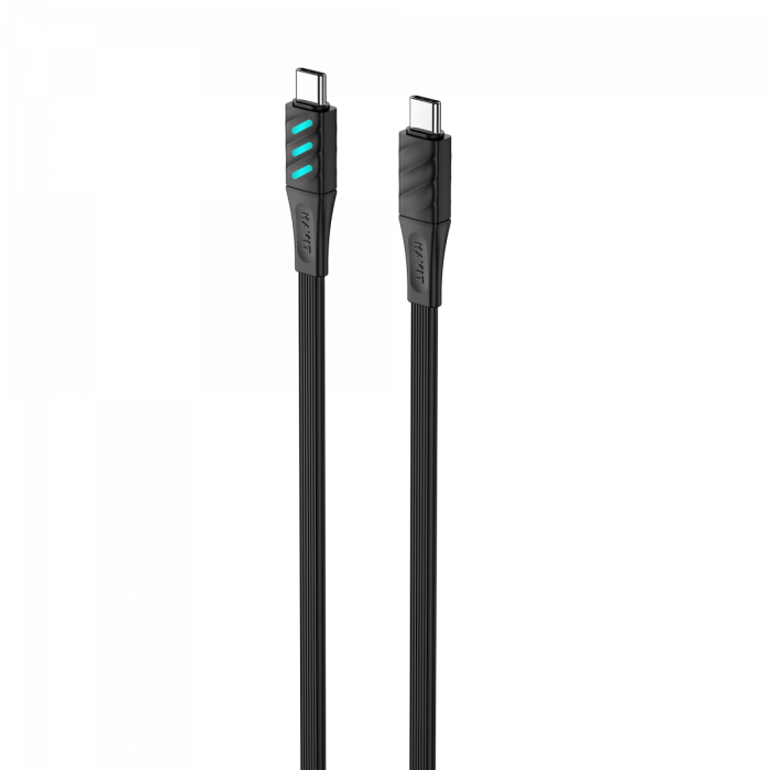 Кабель Type-C to Type-C HAVIT HV-CB6254 PD60W 3A 1м с LED индикатором Black