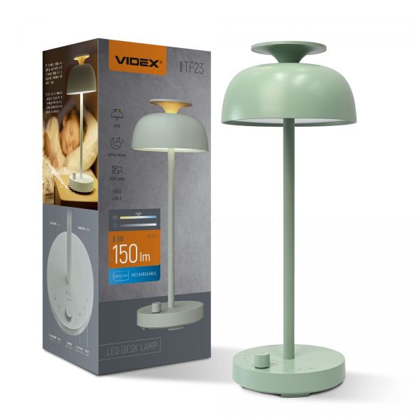 LED лампа настiльна з акумулятором VIDEX VL-TF23G 8.5W 4000K+RGB Green