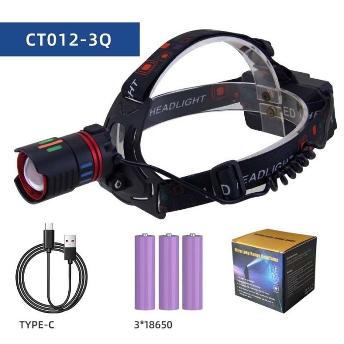 Ліхтар налобний CT012-3Q-TG, 3x18650