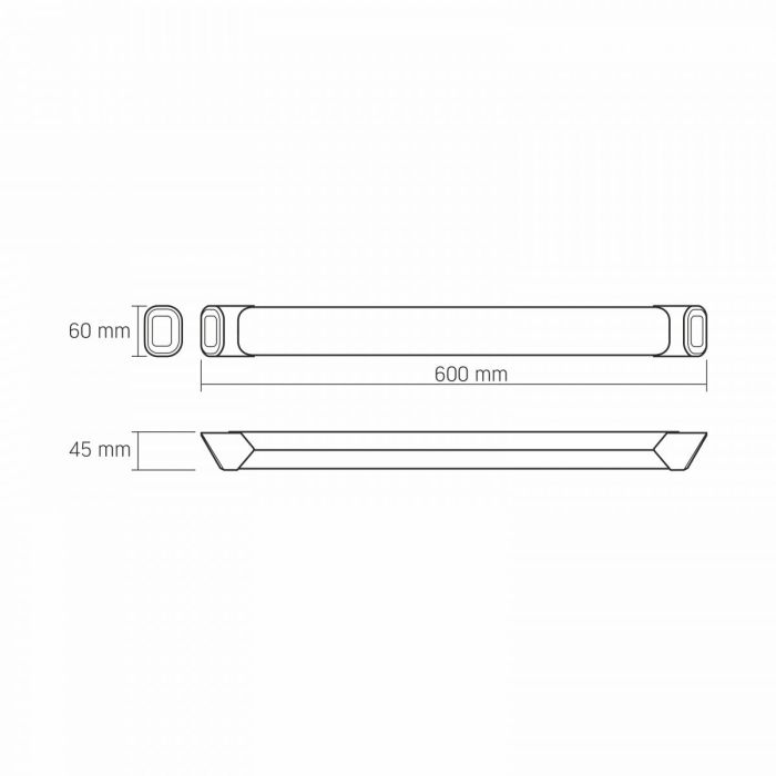 LED світильник лінійний VIDEX 36W 0.6М 5000K 220V чорний