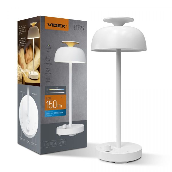 LED лампа настiльна з акумулятором VIDEX VL-TF23W 8.5W 4000K+RGB White