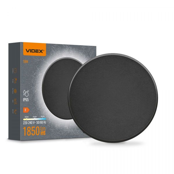 LED світильник настінний IP65 VIDEX WL03 18W 3000K-4000K-6500K Black