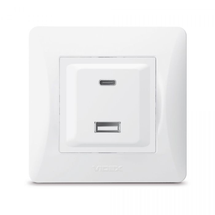 Розетка USB-A+USB-C PD20W белая VIDEX BINERA