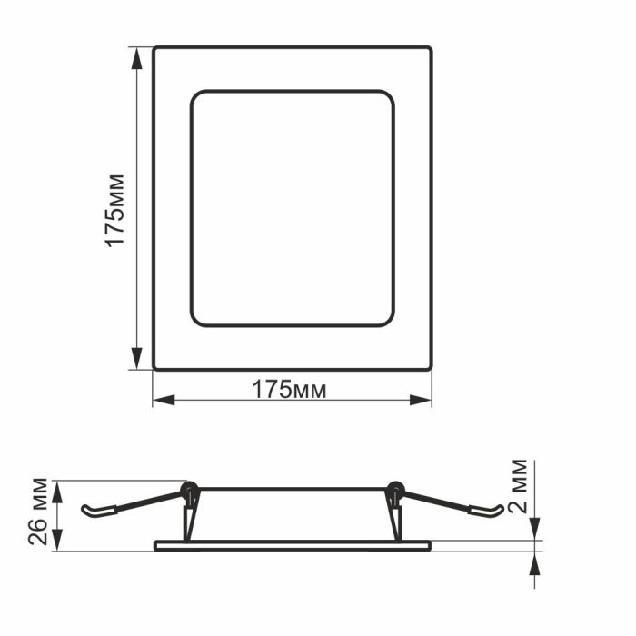 LED світильник Back вбудований квадрат VIDEX 16W 5000K