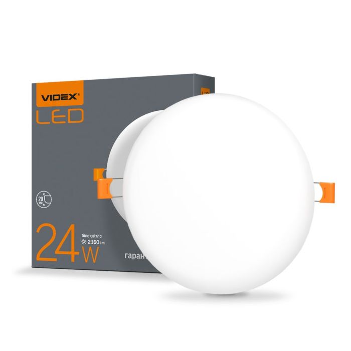 LED світильник безрамковий круглий VIDEX 24W 4100K
