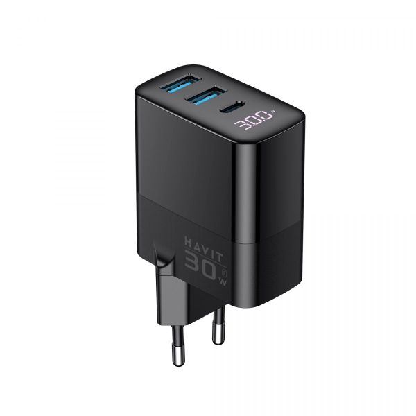 Зарядний пристрій HAVIT UCLE001 GaN 30W 2хUSB-A+USB-C