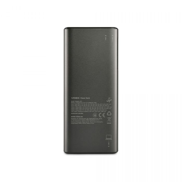 Повербанк 20000mAh VIDEX VPB-323 130W PD100W +Display