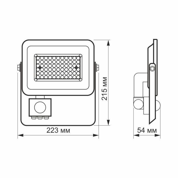 LED прожектор VIDEX F2e 50W 5000K с датчиком движения и освещенности
