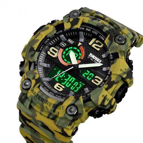 Годинник наручний чоловічий з підсвічуванням Skmei 1520 Camouflage