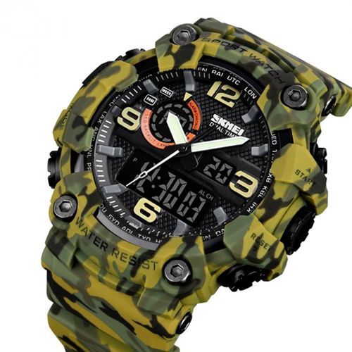 Годинник наручний чоловічий з підсвічуванням Skmei 1520 Camouflage