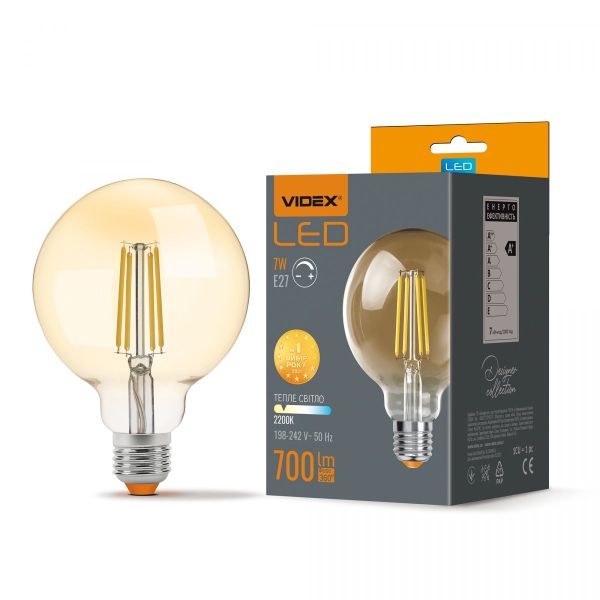 LED лампа VIDEX Filament G95FAD 7W E27 2200K