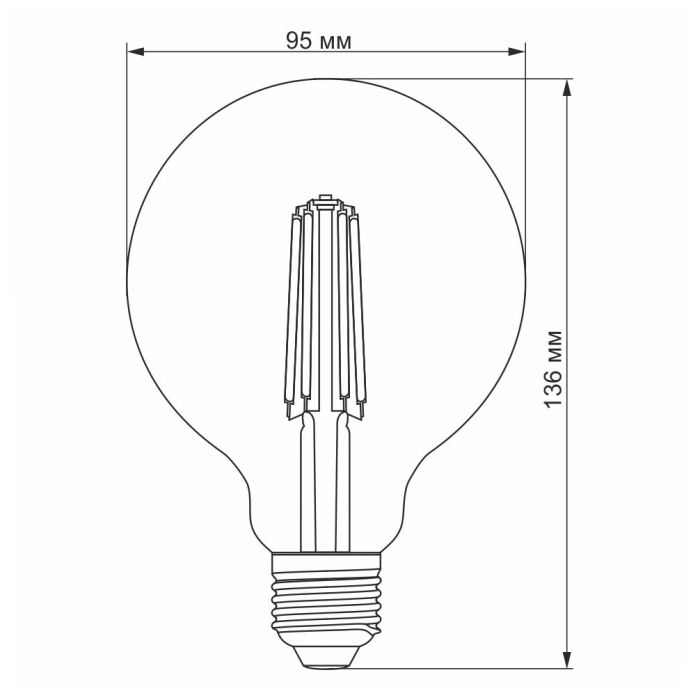 LED лампа VIDEX Filament G95FAD 7W E27 2200K