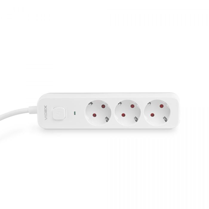 Мережевий подовжувач VIDEX ONCORD з/з 3п 3м (3x1.5мм) з кнопкою White