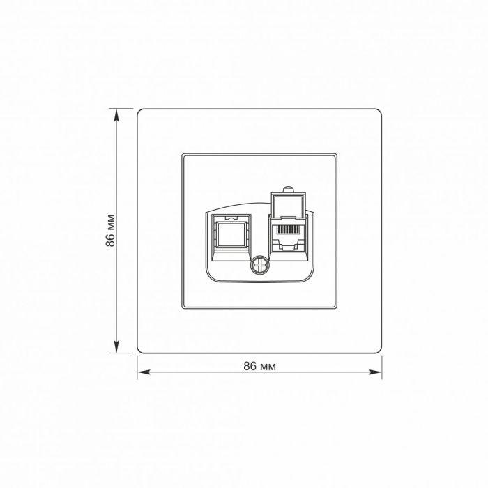 Розетка PC одинарная компьютерная белая TITANUM STANDARD