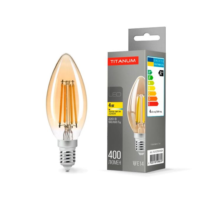 LED лампа TITANUM Filament C37 4W E14 2200K бронза