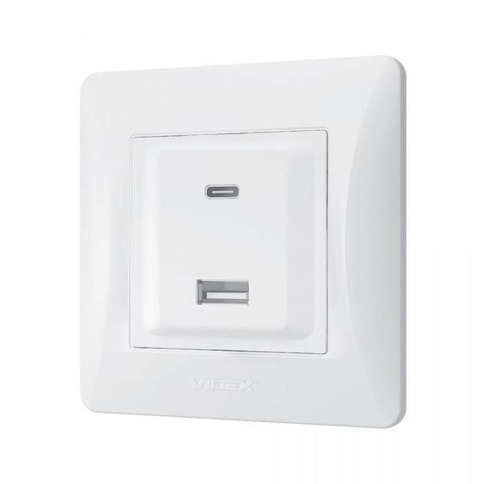 Розетка USB-A+USB-C PD20W белая VIDEX BINERA