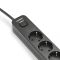 Мережевий подовжувач VIDEX ONCORD з/з 6п 3м (3x1.5мм) з кнопкою Black
