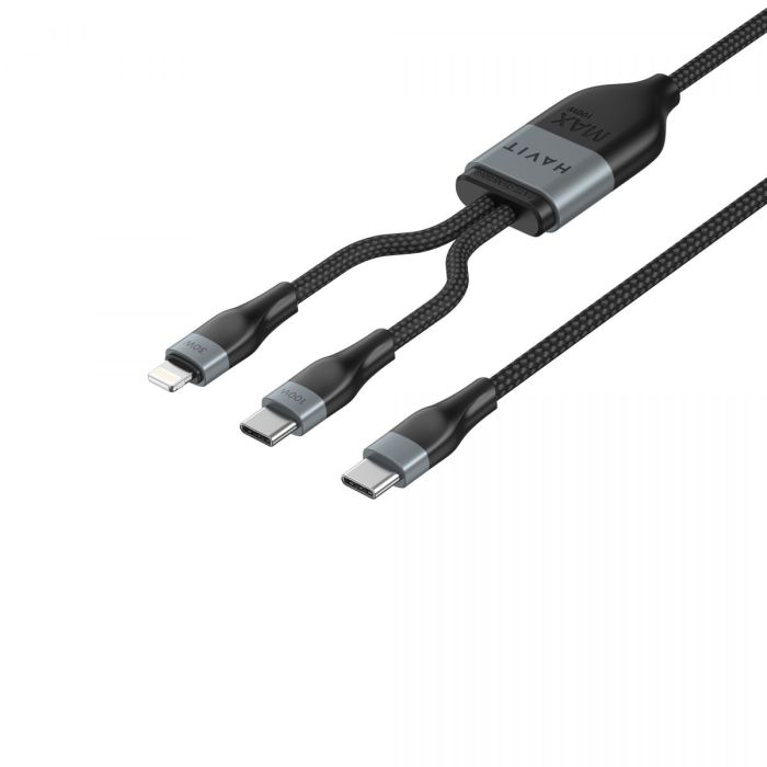 Кабель USB-C - USB-C + Lightning HAVIT HV-CB6326 PD100W 1.2м