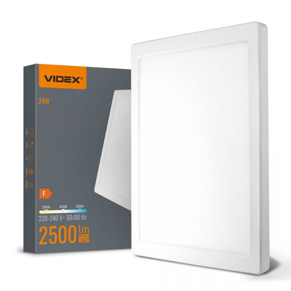LED світильник квадратний VIDEX DL6S 24W 3000K-4000K-6500K White