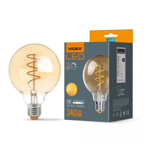 LED лампа VIDEX Filament G95FASD 5W E27 2200K