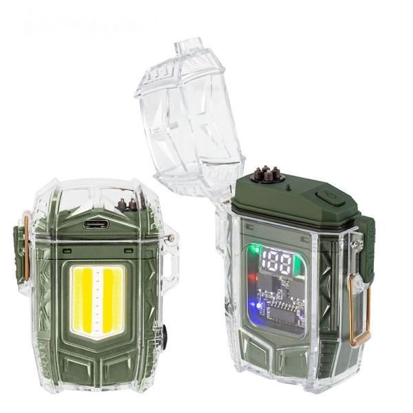 Акумуляторний LED-ліхтарик D48-1 з запальничкою (Оливковий)