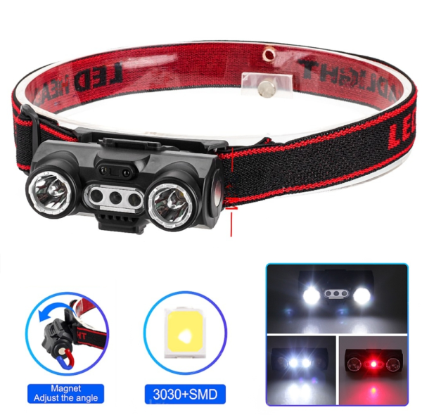 Ліхтар налобний 6532-3030+SMD(WHITE+RED)