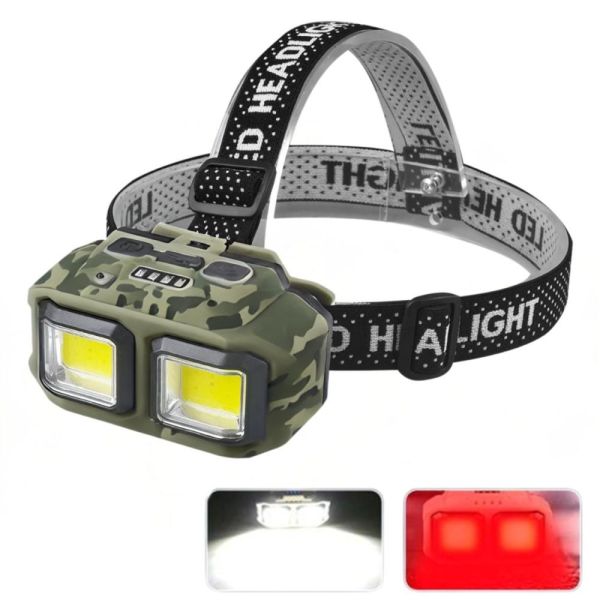 Ліхтар налобний HX-M816-2COB(white+red) CAMOUFLAGE