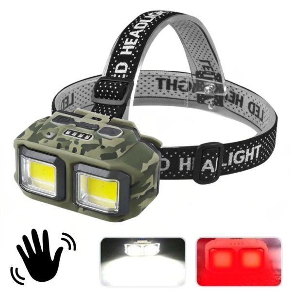 Ліхтар налобний HX-M816S-2COB(white+red) camouflage
