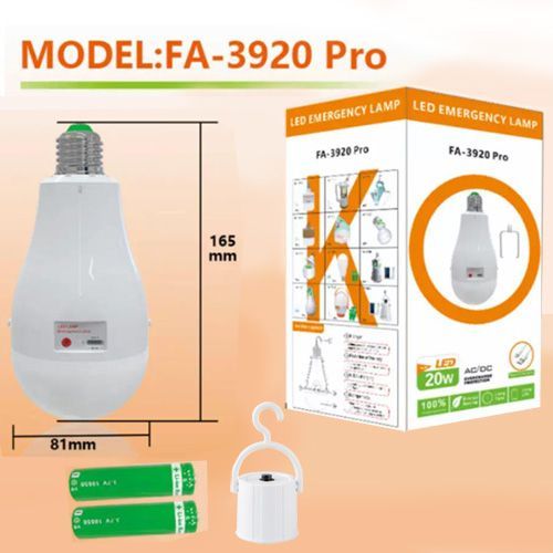 Світлодіодна LED лампочка з акумулятором FA-3920 Pro, 20W, E27, 2x18650