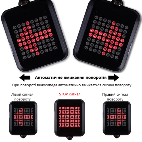 Велоліхтар AQY-0100 з автоматичним вказівкою поворотів