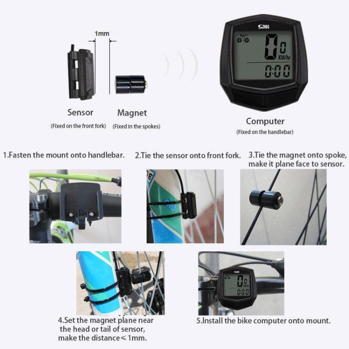 Велокомп'ютер SunDING SD-581, водонепроникний, спідометр