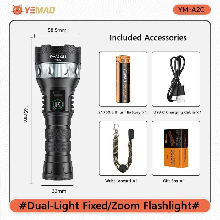 Портативний світлодіодний ліхтарик YEMAO YM-A2-C
