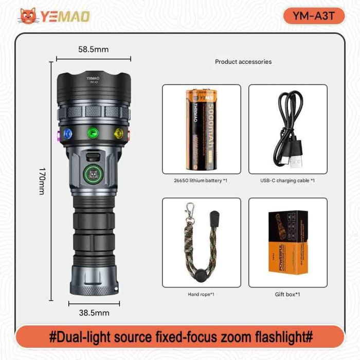 Портативний світлодіодний ліхтарик YEMAO YM-A3 5960Lm 6000K