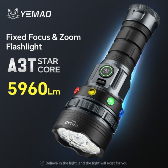 Портативний світлодіодний ліхтарик YEMAO YM-A3 5960Lm 6000K