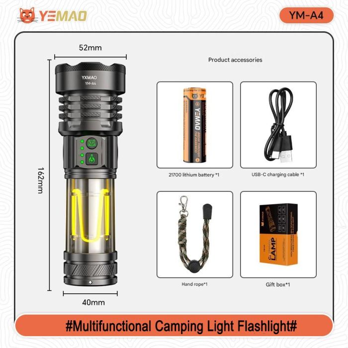 Портативний світлодіодний ліхтарик YEMAO YM-A4 2000Lm 6000K