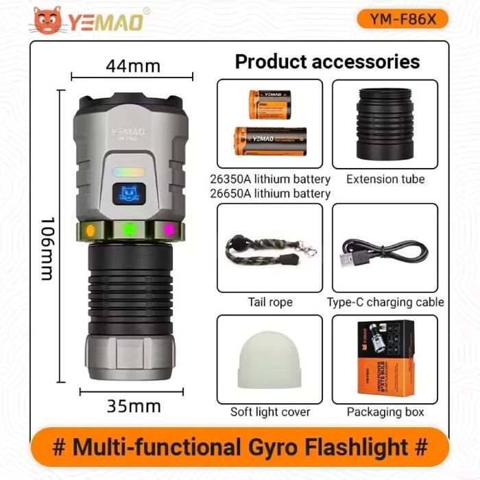 Портативний світлодіодний ліхтарик YEMAO YM-F86X