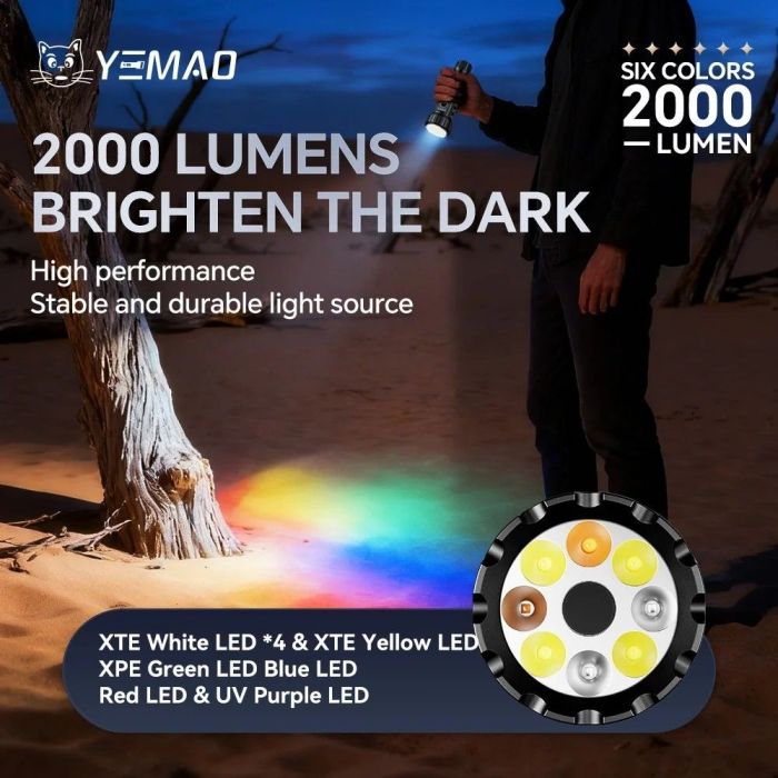 Портативний світлодіодний ліхтарик YEMAO YM-F996 2000Lm 6000K